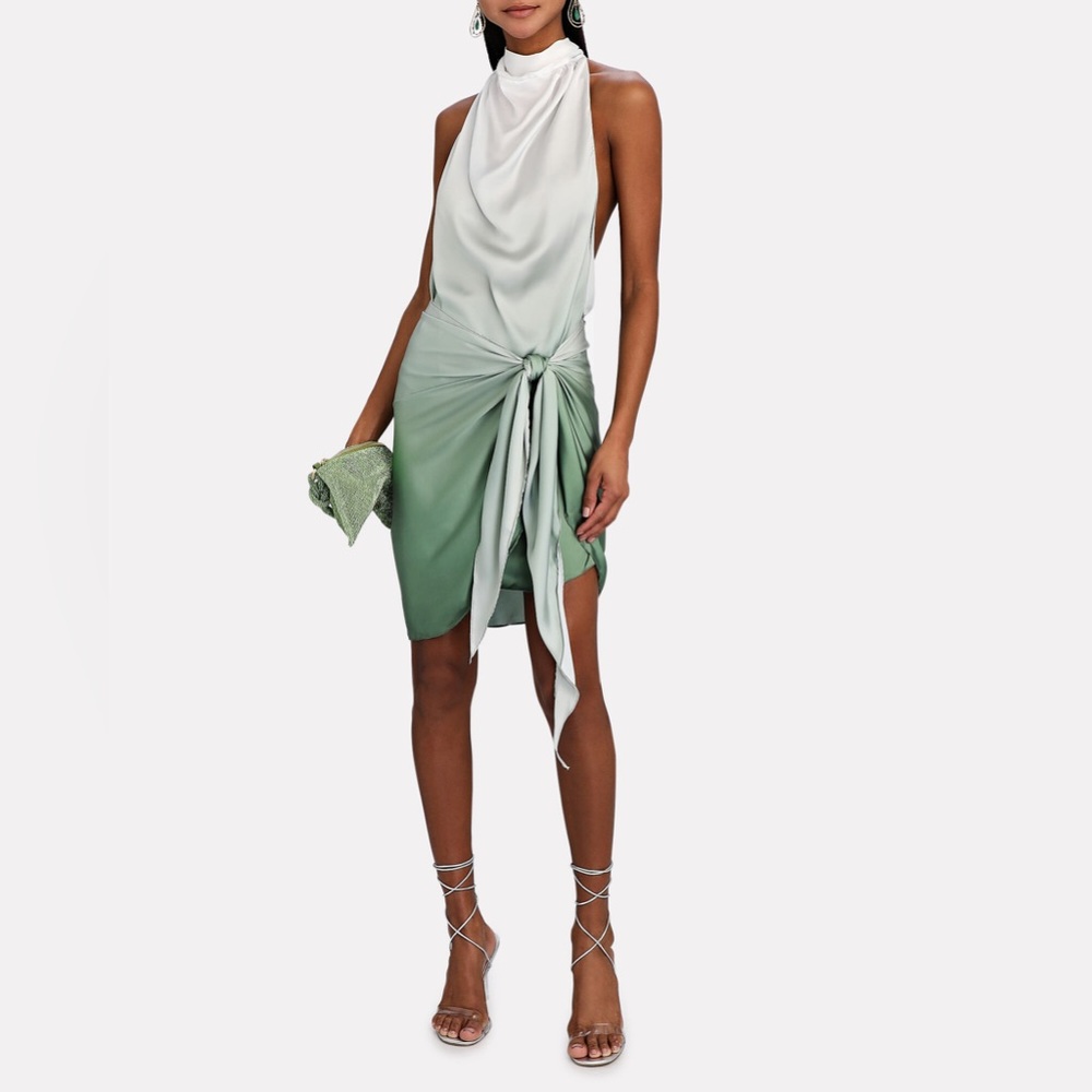 Baobab Providencia ombré twist-front satin mini dress